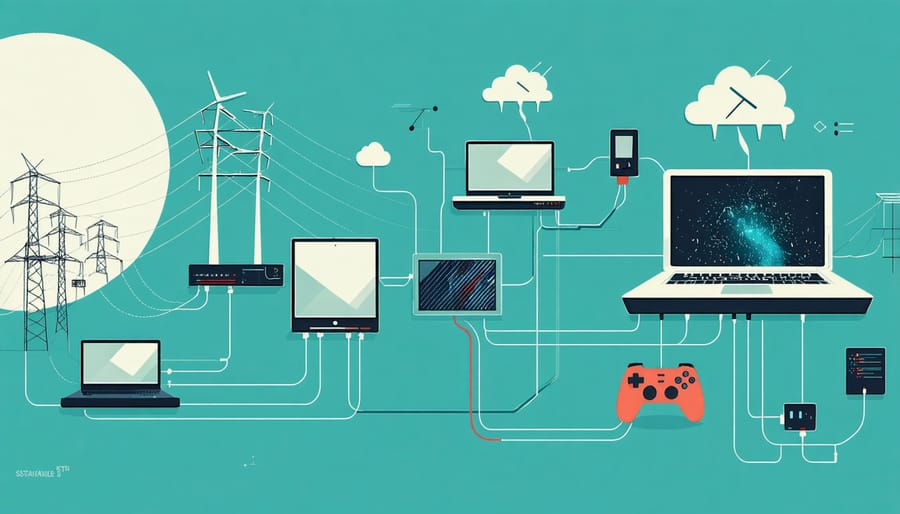 Conceptual visualization of energy-efficient software design in online gaming
