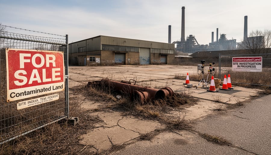 Soil sample showing contamination layers from historical industrial site use