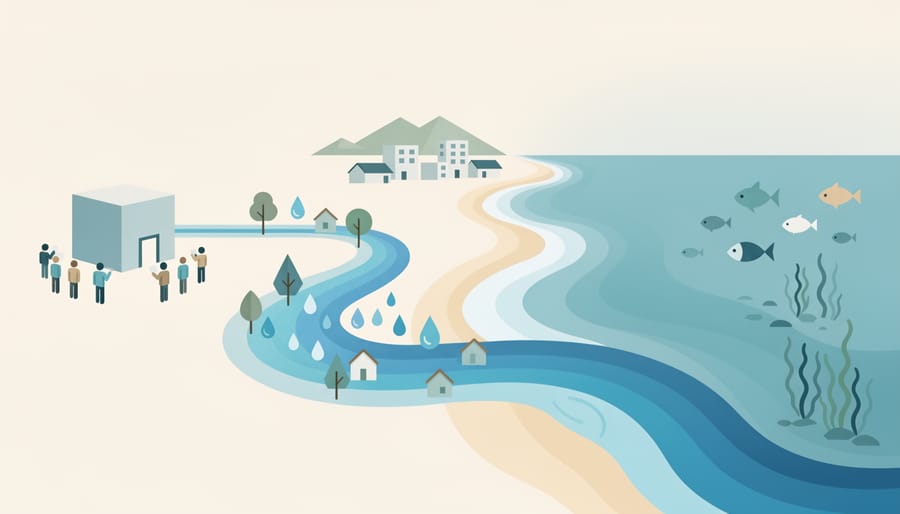 Dusk ocean scene showing calm shoreline and reflections linked to water protection education